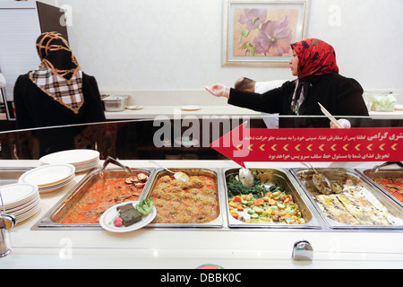 servers at Hani self service restaurant, Tehran, Iran Stock Photo