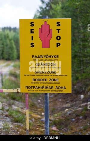 The Border Zone between Finland and Russia, Lentiira, Finland. Stock Photo