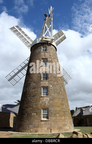 Callington Mill in the Tasmanian town of Oatlands which was built in 1837 by John Vincent and is in perfect working order . Stock Photo