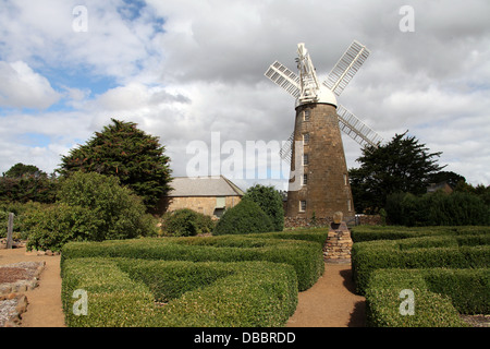 Callington Mill in the Tasmanian town of Oatlands which was built in 1837 by John Vincent and is in perfect working order . Stock Photo