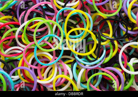 macro background image of many small colorful rubber bands Stock Photo