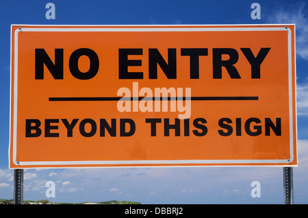 orange and black no entry beyond this sign sign Stock Photo
