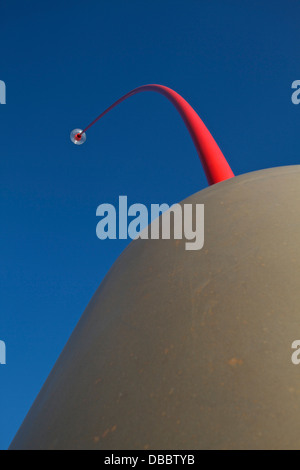 Wind Wand kinetic sculpture by Len Lye on the waterfront in New Plymouth, New Zealand. Stock Photo