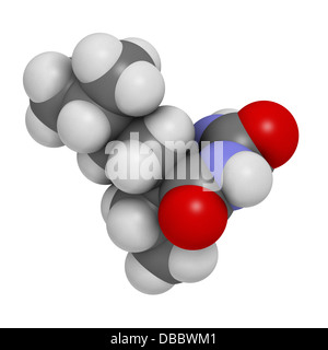 Amobarbital (amylobarbitone) barbiturate sedative, chemical structure. Also used as so-called truth serum. Stock Photo