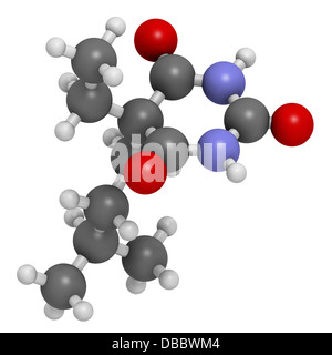 Amobarbital (amylobarbitone) barbiturate sedative, chemical structure. Also used as so-called truth serum. Stock Photo