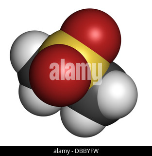 Methylsulfonylmethane (MSM) dietary supplement molecule, chemical structure. Atoms are represented as spheres. Stock Photo