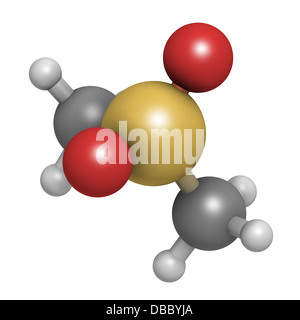 Methylsulfonylmethane (MSM) dietary supplement molecule, chemical structure. Atoms are represented as spheres. Stock Photo