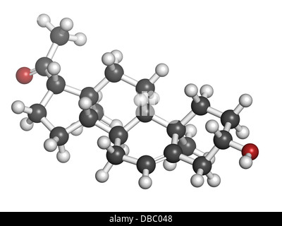 Pregnenolone neurosteroid and prohormone molecule, chemical structure. Atoms are represented as spheres with conventional color Stock Photo