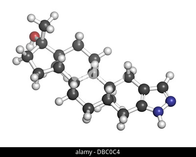 Stanozolol anabolic steroid drug, chemical structure. Often used as a performance enhancing drug (sports doping). Stock Photo