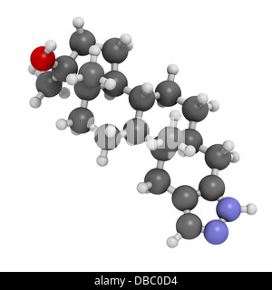 Stanozolol anabolic steroid drug, chemical structure. Often used as a performance enhancing drug (sports doping). Stock Photo