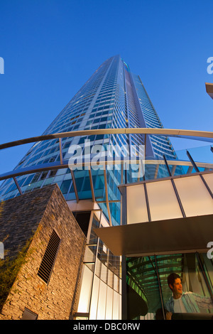 The Q1 Tower - Australia's highest residential tower, illuminated at twilight. Surfers Paradise, Gold Coast, Queensland, Austral Stock Photo