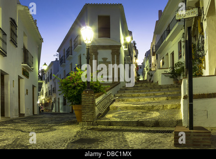 Frigiliana Street at Night Stock Photo