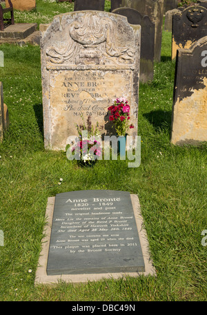 Anne Brontes grave and 2011 addition in St. Marys churchyard Scarborough Yorkshire UK Stock Photo