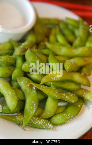 Fort Ft. Lauderdale Florida,Pei Wei Asian Diner,restaurant restaurants food dining cafe cafes,cuisine,food,edamame,immature soybeans,plate,dish,lookin Stock Photo
