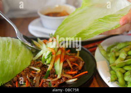 Fort Ft. Lauderdale Florida,Pei Wei Asian Diner,restaurant restaurants food dining cafe cafes,cuisine,food,edamame,immature soybeans,plate,dish,Korean Stock Photo