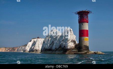 The Needles Lighthouse, Freshwater, Isle of Wight, Hampshire, England Stock Photo