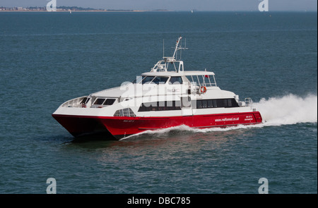 Red Funnel Red Jet 5 Passenger Ferry between Southampton and West Cowes, Isle of Wight, Hampshire, England Stock Photo