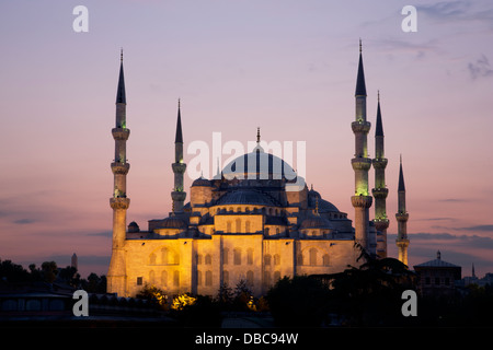 The Blue Mosque in Istanbul at dusk Stock Photo