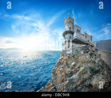 Swallow's Nest Castle on the rock in the Black sea Stock Photo