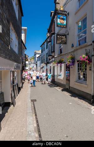 Narrow street in Looe in Cornwall, England, United Kingdom, Europe. Stock Photo