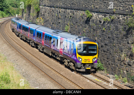 A class 185 Transpennine Express passing through Marsden, West Yorkshire on its way to Middlesborough on the 26th July 2013 Stock Photo