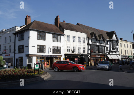 High Street and Shops in Stratford Upon Avon Town centre England Stock Photo