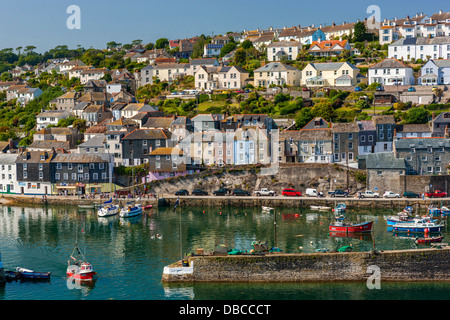Houses on headland surrounding the old fishing port, Mevagissey, Cornwall, England, UK, Europe Stock Photo