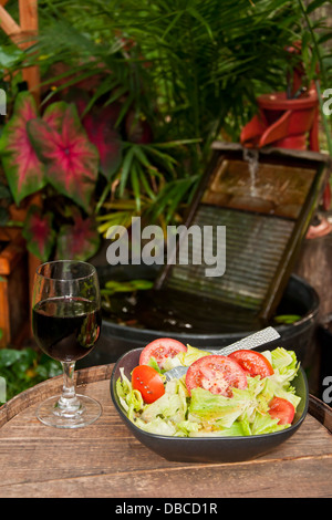 Salad and a Glass of Wine Stock Photo