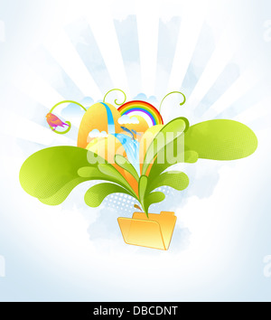 Illustrative image of nature and folder representing file sharing Stock Photo