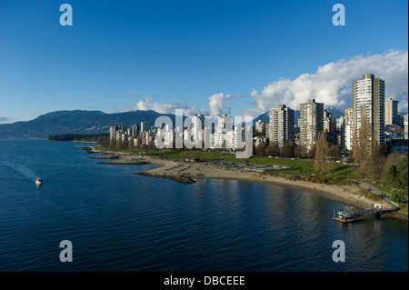 View of Beach avenue from the Burrard street bridge and the downtown condos.Vancouver,British Columbia Stock Photo