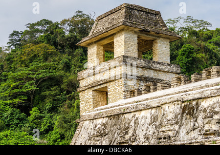 Tower in the palace at the Mayan ruins of Palenque Stock Photo