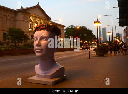 CHICAGO - JULY 18: Plant Green Ideas Chicago planter, sponsored by Mrs. Meyers Clean Day, sits across from the Art Institute Stock Photo