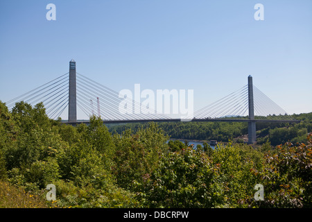 Penobscot Narrows Bridge is pictured over between Prospect and Verona Island, Maine Stock Photo