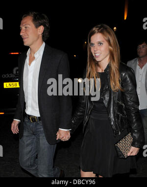 Princess Beatrice with boyfriend Dave Clark leaving the 30th Anniversary of The Roof Top Gardens Kensington. London, England - 06.06.2011 Stock Photo