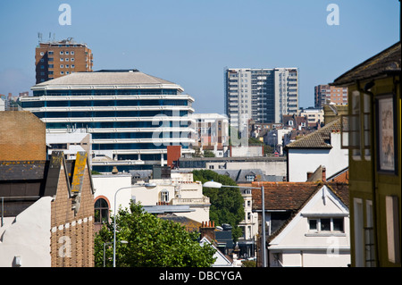 Cityscape with American Express building, known as The Wedding Cake, at centre Brighton East Sussex England UK Stock Photo