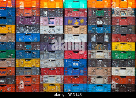 Fish crates, Essaouira Stock Photo