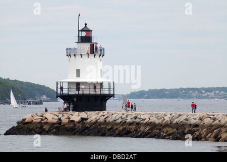 Spring Point Ledge Light is pictured in South Portland, Maine Stock Photo