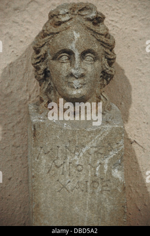 Bust of Hermes. 3rd century BC. Sculpture from Gjyral (Elbasan). National Archaeological Museum. Tirana. Albania. Stock Photo