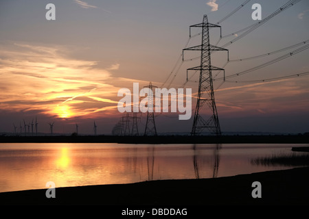 Pylons at sunset Stock Photo