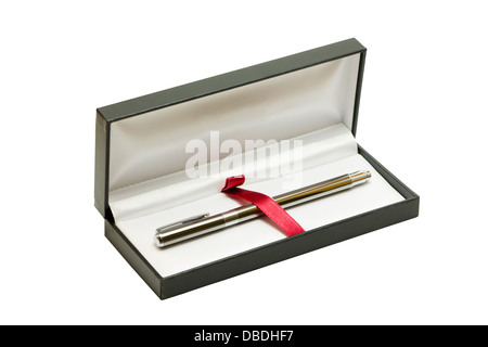Pen in the box Isolate on white background. Stock Photo