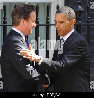President Barack Obama and Prime Minister David Cameron at 10 Downing Street London, England - 25.05.11 Stock Photo