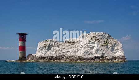 The Needles Lighthouse, Freshwater, Isle of Wight, Hampshire, England Stock Photo