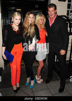 Hayley Hasselhoff, Taylor Ann Hasselhoff, Hayley Roberts and David Hasselhoff watched Sienna Miller perform in Terence Rattigan's play 'Flare Path' at the Theatre Royal Haymarket London, England - 28.05.11 Stock Photo