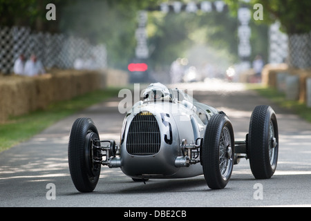 Chichester, UK - July 2013: Auto Union Type-C in action at the Goodwood Festival of Speed on July 12, 2013. Stock Photo