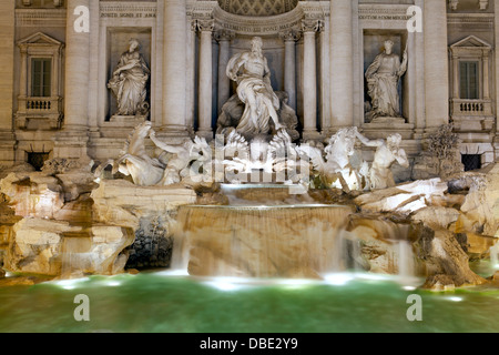 Night view of the Trevi Fountain, eighteenth-century Baroque fountain. Rome Stock Photo