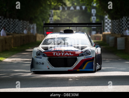 Chichester, UK - July 2013: Peugeot 208 T16 in action at the Goodwood Festival of Speed on July 13, 2013. Stock Photo