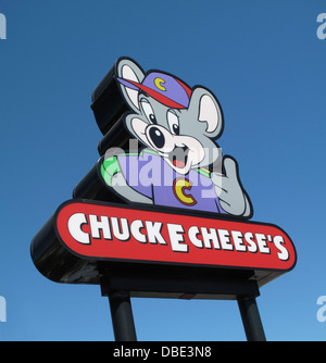 Chuck E Cheese's family entertainment center sign in San Jose, California Stock Photo