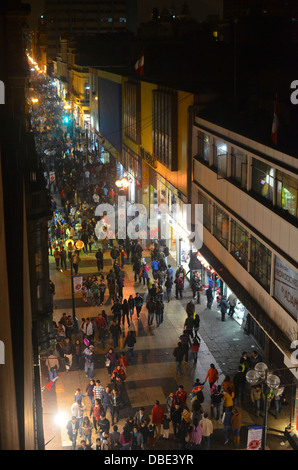Shoppers on the commercial Jiron de la Union street in central Lima, Peru Stock Photo