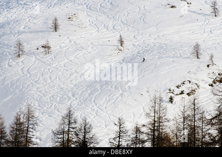 Europe, France, French Alps, Haute-Savoie, Chamonix Valley, Argentiere and Grand Montet ski area Stock Photo