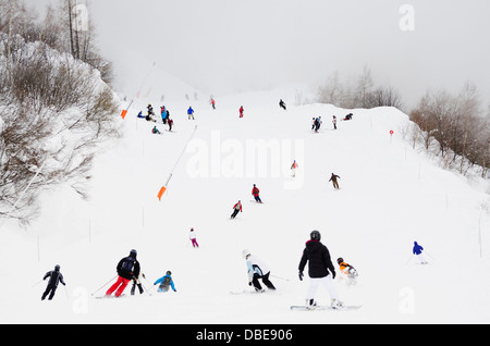 Europe, France, French Alps, Haute-Savoie, Chamonix Valley, Argentiere and Grand Montet ski area Stock Photo